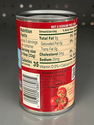 8 Cans of Hunts Tomato Paste 100% Natural No Salt Added Tomatoes, 6 oz