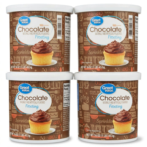 4 Jars Great Value Chocolate Frosting 16 oz