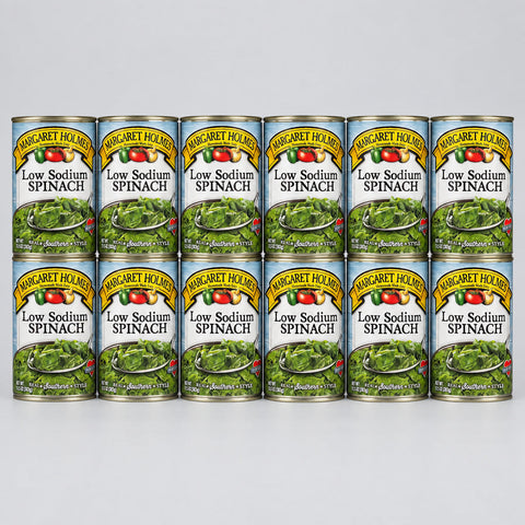12 CANS Margaret Holmes Southern Style Low Sodium Spinach 13.5 oz Can
