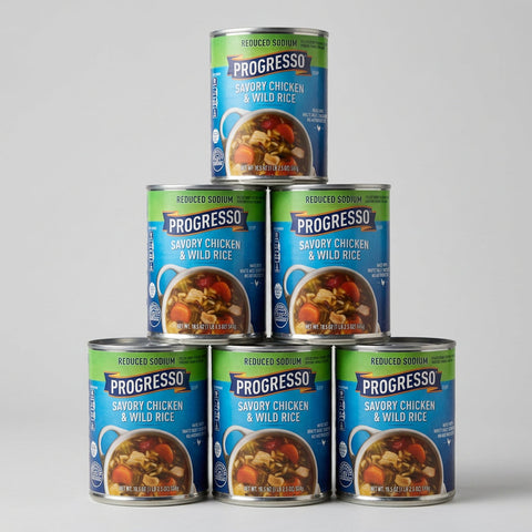 10 Cans of Progresso Reduced Sodium Chicken and Wild Rice Soup, 18.5 oz