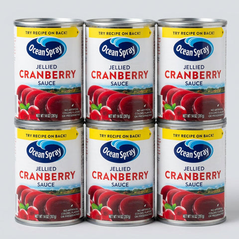 6 Cans Ocean Spray Jellied Cranberry Sauce 14 Oz Can