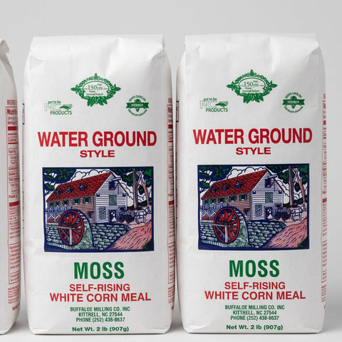 2 Bags of Moss Water Ground White Corn Meal, 2 lb