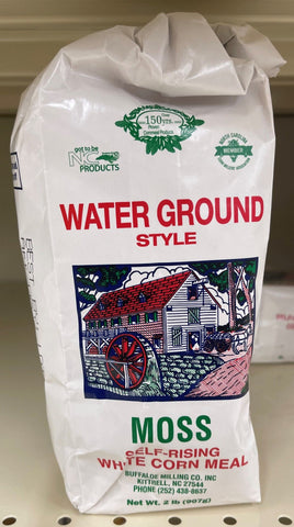 2 Bags of Moss Water Ground White Corn Meal, 2 lb