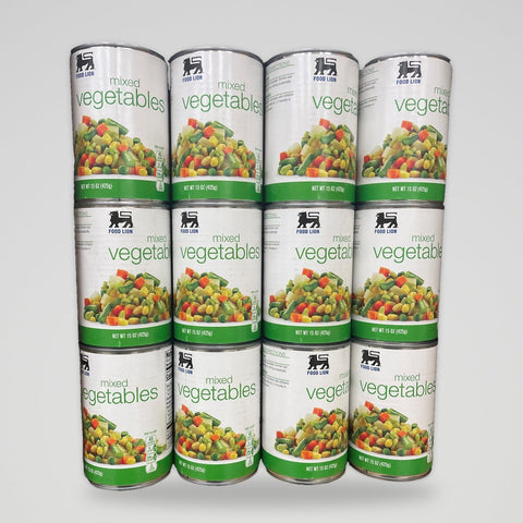12 Cans of Food Lion Mixed Vegetables, 15 oz