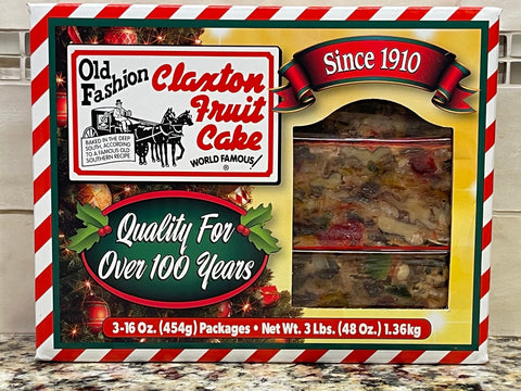 3 PACK Old Fashion Claxton Regular Fruitcake 1 pound Fruit Cake Log