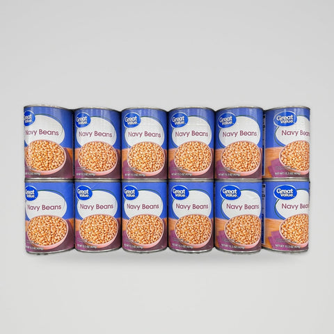 12 Cans of Great Value Navy Beans, 15.5 oz