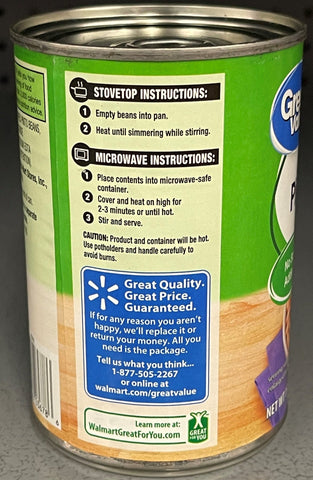 6 Cans of Great Value No Salt Added Pinto Beans, 15.5 oz