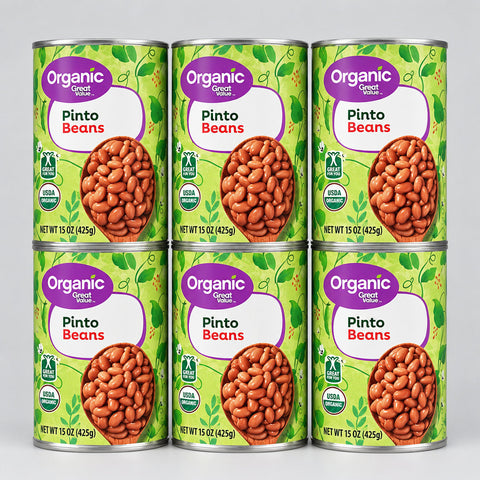 6 Cans Great Value Organic Pinto Beans 15 oz Can