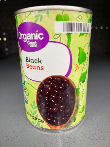 6 Cans of Great Value Organic Black Beans, 15 oz
