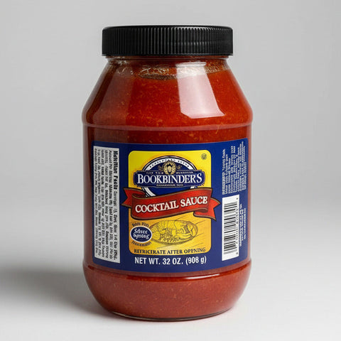 TWO JARS BOTTLES Bookbinder's Cocktail Sauce Seafood 32 Oz shrimp fish clams