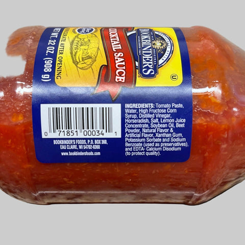 TWO JARS BOTTLES Bookbinder's Cocktail Sauce Seafood 32 Oz shrimp fish clams