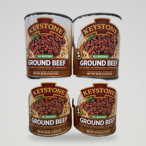 4 Cans Keystone All Natural Ground Beef 28 Oz