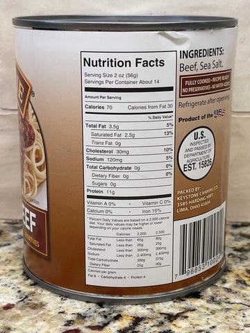 4 Cans Keystone All Natural Ground Beef 28 Oz