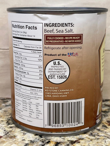 4 Cans Keystone All Natural Ground Beef 28 Oz