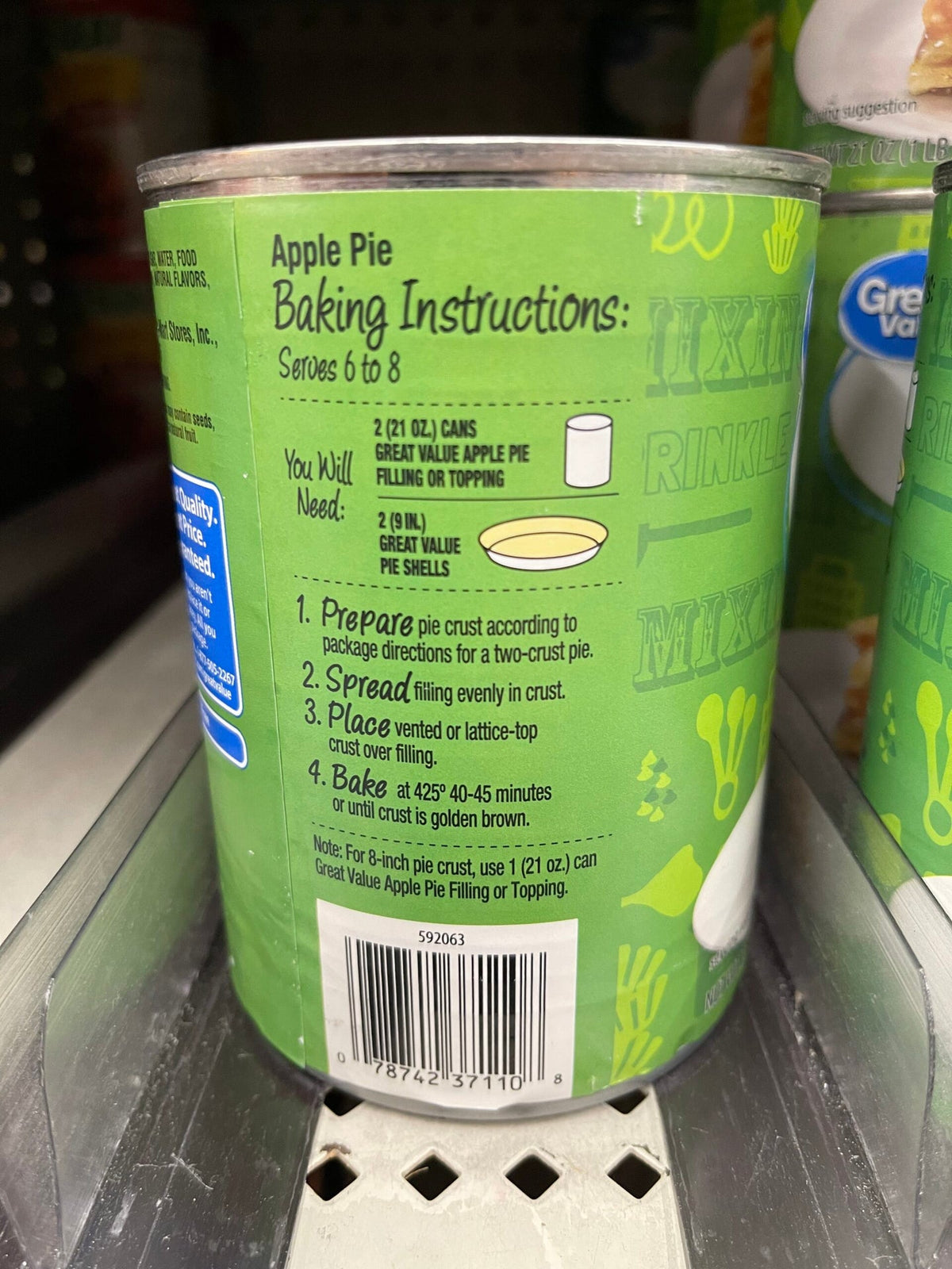 4 Cans of Great Value Apple Pie Filling & Topping, 20 oz