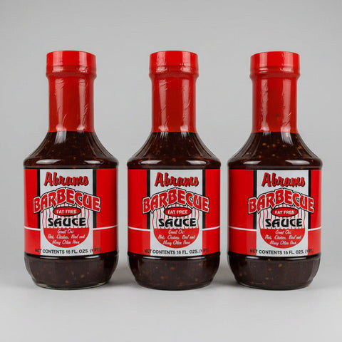 3 Bottles Abram's Barbecue Sauce BB-Q Tarboro NC Pork Chicken Beef