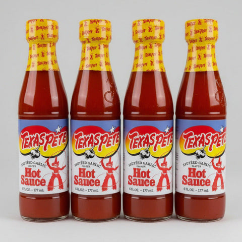 4 BOTTLES Texas Pete Sauteed Garlic Hot Sauce 6 oz Bottle Pepper