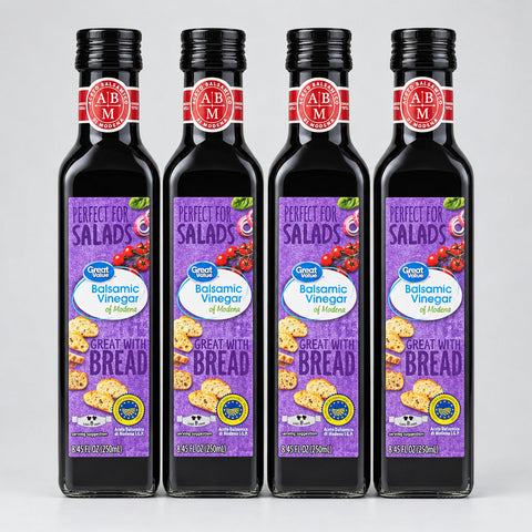 4 Bottles of Great Value Balsamic Vinegar of Modena, 8.45 oz