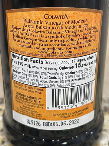 3 Bottles of Colavita Balsamic Vinegar of Modena, 8.5 oz