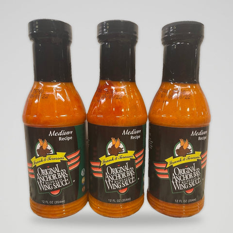 3 Bottles of Anchor Bar Medium Wing Sauce, 16 oz