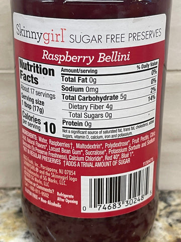 Skinnygirl Sugar Free Preserves Raspberry Bellini, 10 oz
