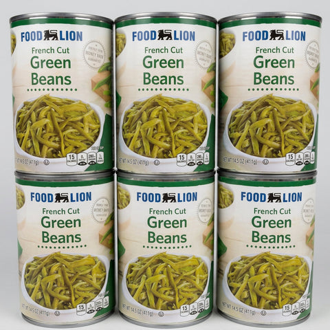 6 Cans of Food Lion French Cut Green Beans, 14.5 oz