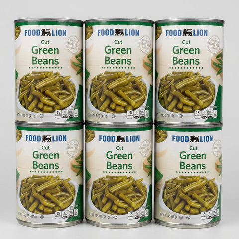 6 Cans of Food Lion Cut Green Beans, 14.5 oz