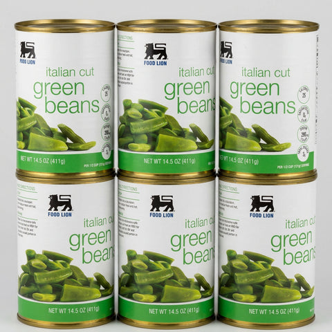 6 Cans of Food Lion Italian Cut Green Beans, 14.5 oz