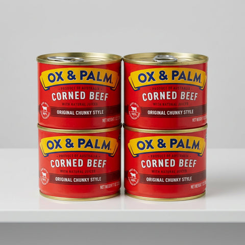 4 Cans of Ox & Palm Corned Beef Original Chunky Style, 7 oz