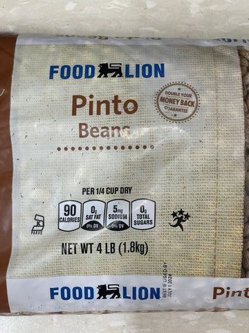4 Pounds Bulk Food Lion Dried Pinto Beans Cleaned Protein