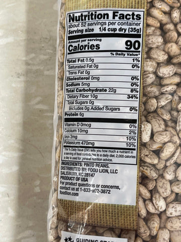 4 Pounds Bulk Food Lion Dried Pinto Beans Cleaned Protein