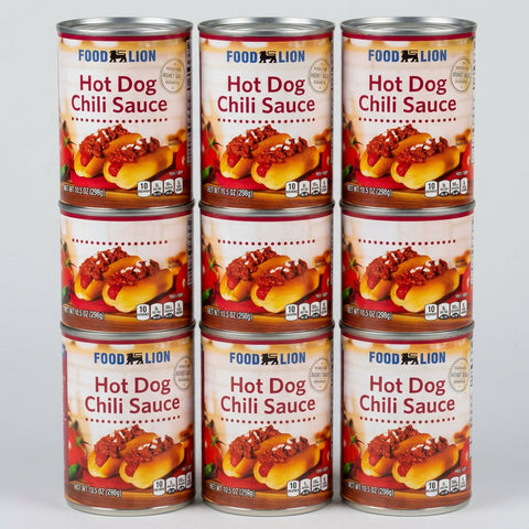 6 Cans of Food Lion Hot Dog Chili Sauce, 10.5 oz
