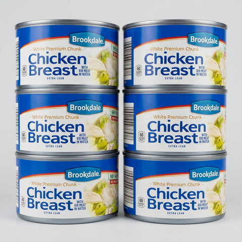 6 Cans of Brookdale White Chunk Chicken Breast Meat, 12.5 oz