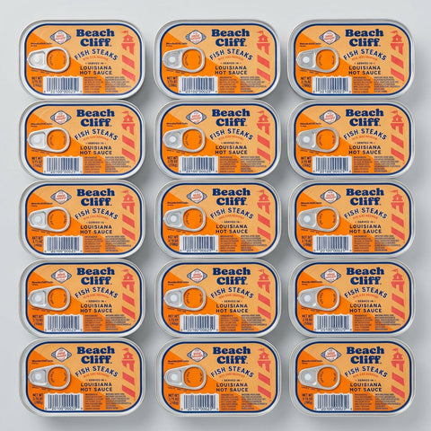 12 Cans of Beach Cliff Fish Steaks in Louisiana Hot Sauce, 3.75 oz
