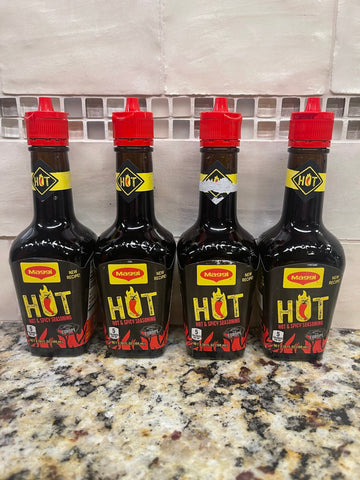 4 BOTTLES Maggi Europe HOT & SPICY Liquid Seasoning 3.38 oz