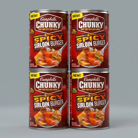 4 Cans of Campbell's Chunky Spicy Sirloin Burger Soup, 18.8 oz
