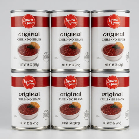 6 Cans of Laura Lynn Chili with No Beans, 15 oz