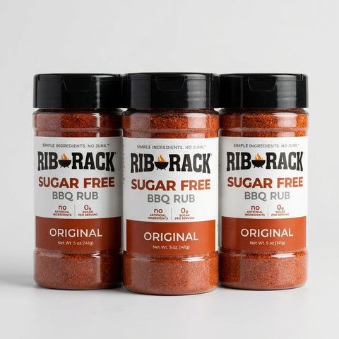 3 Jars of Rib Rack Sugar Free Original BBQ Dry Rub Seasoning Spice, 5 oz