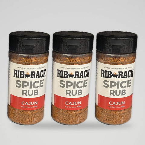 3 Jars of Rib Rack Cajun Spice Rub Seasoning, 5.5 oz