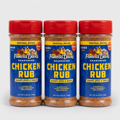 3 Jars of Famous Dave’s Chicken Rub Seasoning Savory Spice Garlic, 5.25 oz