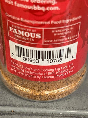 2 Jars of Famous Dave’s Rib Rub Seasoning Savory Spice Garlic, 5.5 oz