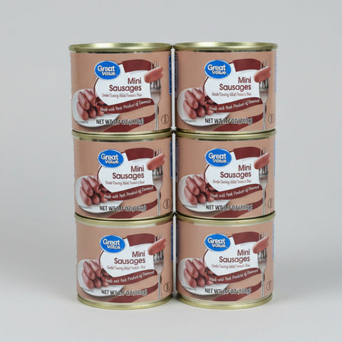 6 Big Cans Great Value Mini Sausages 3.7 oz Can Meat Chicken Pork Vienna