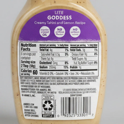 Annie's Lite Goddess Salad Dressing 8 oz Bottle Vegan Non-GMO