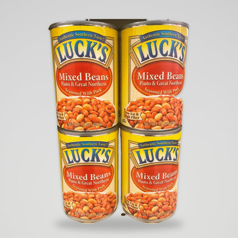 4 Cans of Luck's Mixed Beans Pinto Great Northern with Pork, 15 oz