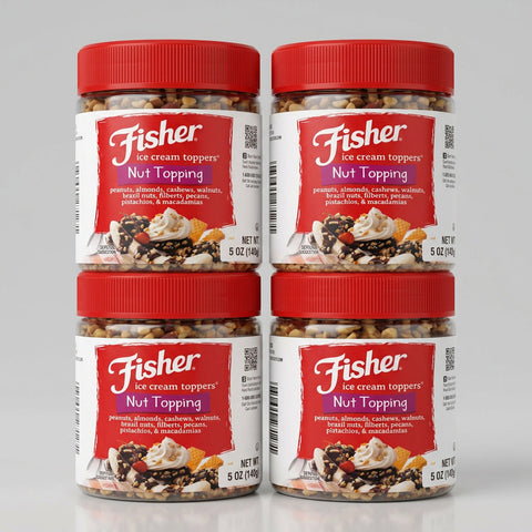 4 Jars of Fisher Nut Topping Ice Cream Toppers, 5 oz