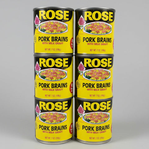 6 Cans Rose Pork Brains with Milk Gravy 7 Oz Can Pig Breakfast Eggs