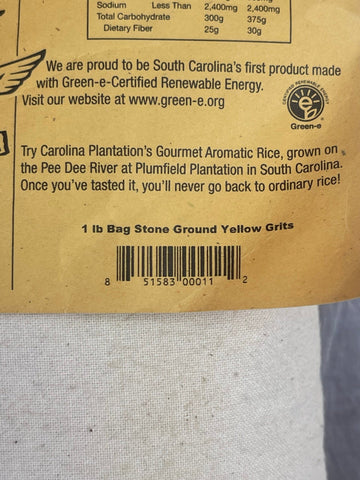 Carolina Plantation Old Fashioned Stone Ground Grits, 1 lb