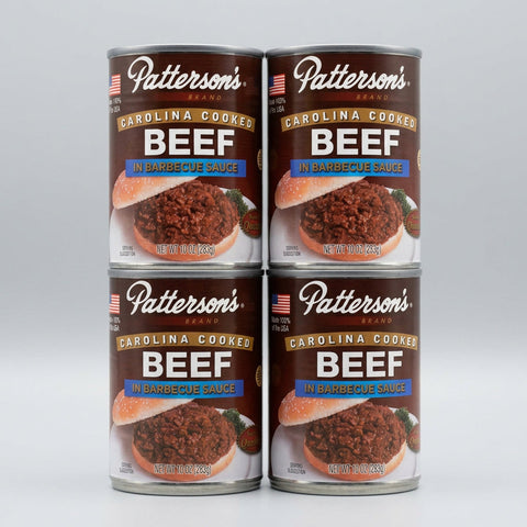 4 Cans of Patterson’s Barbecue Beef in Sauce, Carolina Cooked, 10 oz