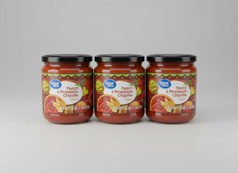 3 Jars Great Value Peach Pineapple Chipotle Salsa 16 oz Pepper Dip Sweet