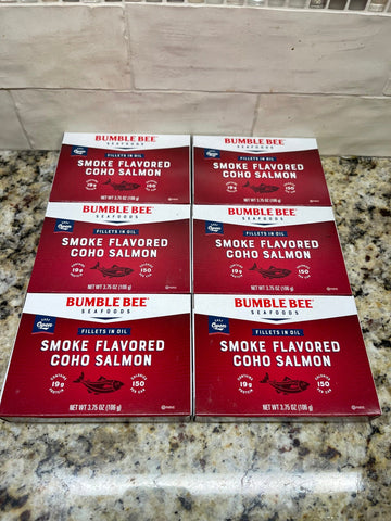 6 Packs Bumble Bee Smoke Flavored Coho Salmon Fillets in Oil 3.75 oz